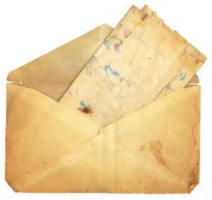 Vintage Envelope and Paper stained from water