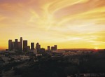 los angeles skyline at dusk