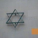 exterior of centre de documentation juive contemporaine in paris close up on hebrew star