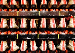 wall of old roller skate rentals