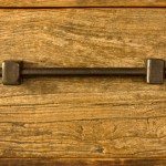 close up of old dresser drawer and handle