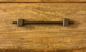 close up of old dresser drawer and handle