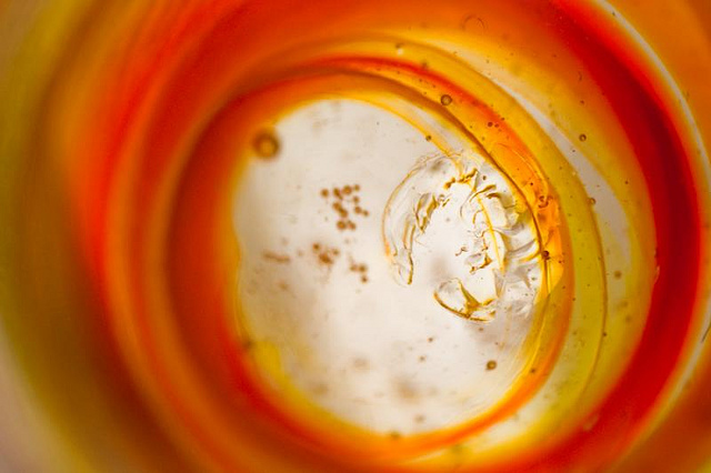 close-up shot of a swirly multi-colored marble