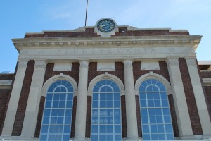 exterior of lancaster amtrak station historic, columns