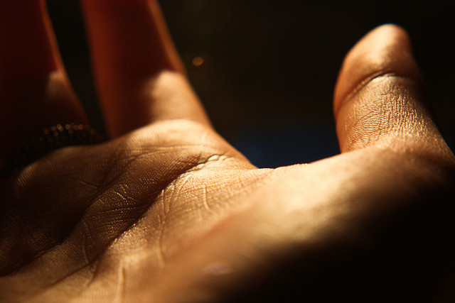 close up of palm of hand