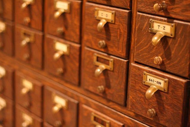 card catalog close-up shot