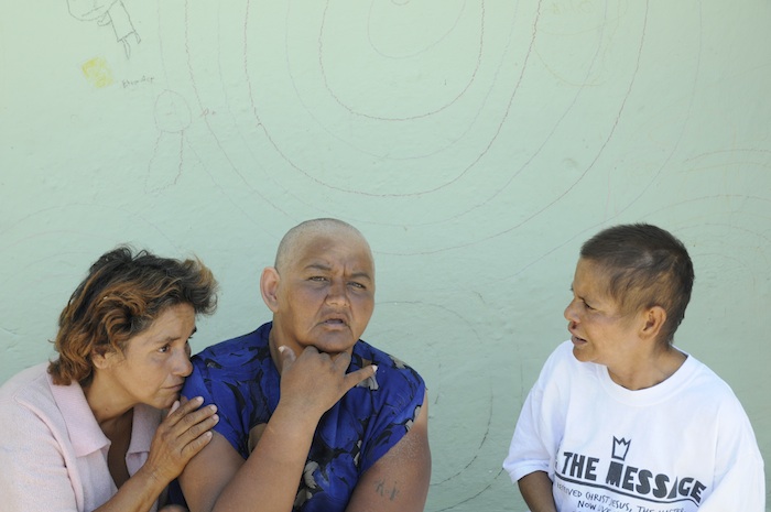 elia, marta and leticia on the porch