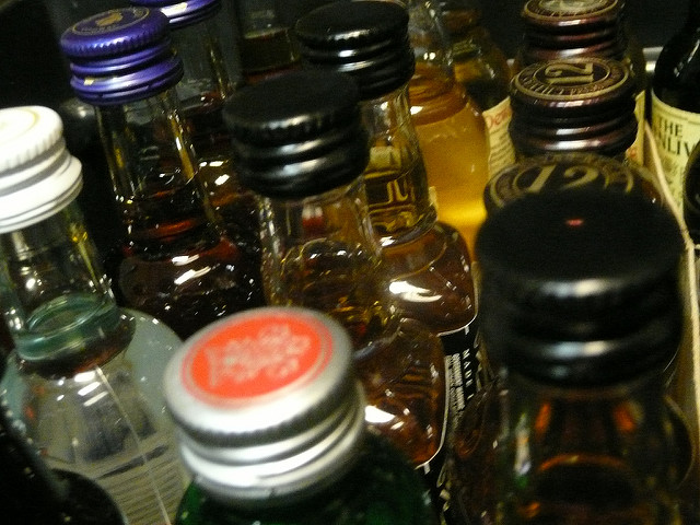 small bottles of hard liquor