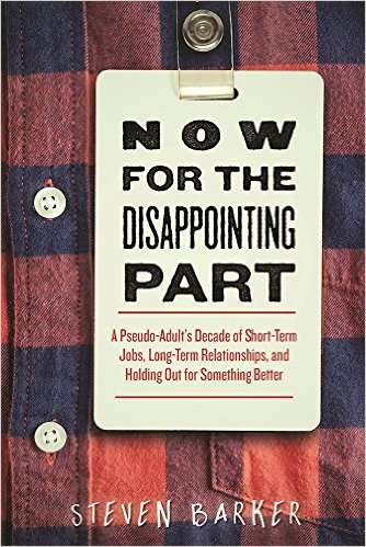 now for the disappointing part - book title inside a name badge over a flannel shirt