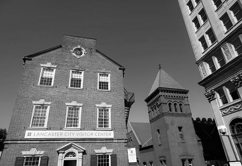 downtown lancaster old brick buildings visitors center and market