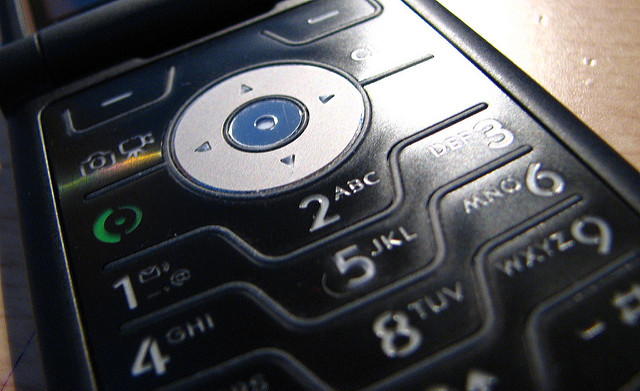 close-up of cell phone keypad (not a touch screen)