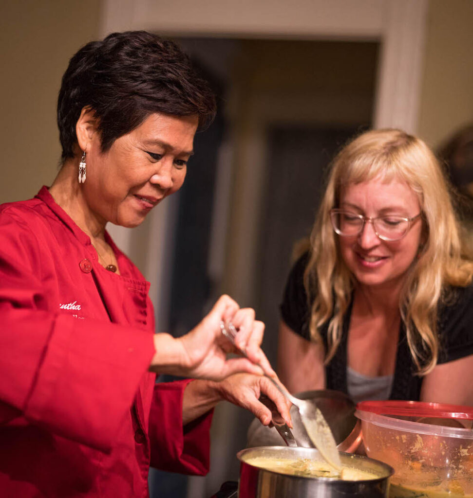 Chantha Nguon cooking with Kim Green