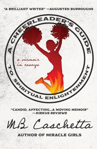 A silhouette of a cheerleader in red is seen inside a circle with the book title A cheerleader's guide (by MB Caschetta) around the perimeter.