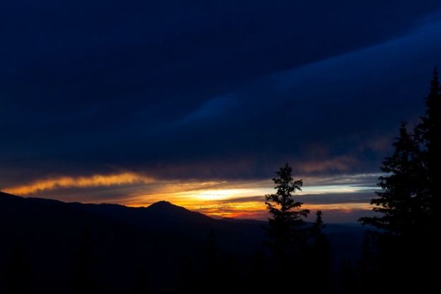 sunset over a mountain rage