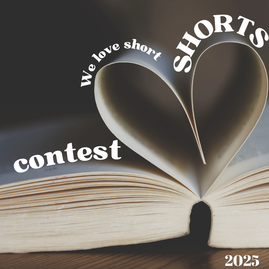 image of book with pages folded in, to make a heart. says "we love short shorts contest"