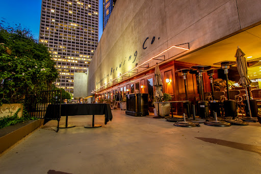 balcony with skyscraper in distance; downtown LA