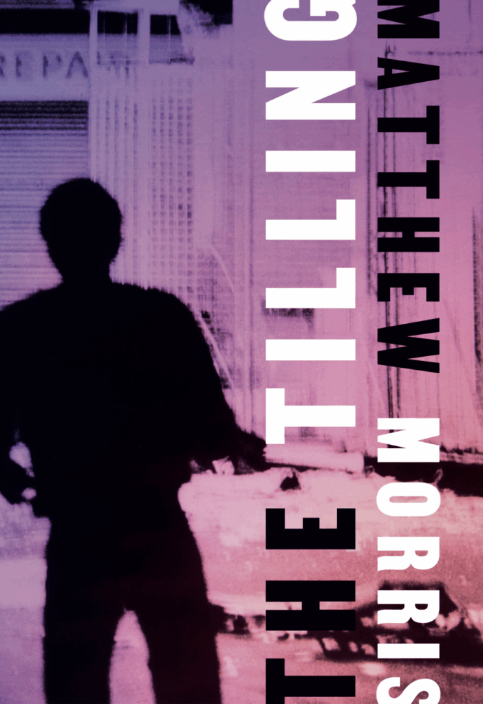 cover of The Tilling by Matthew Morris; abstract image of a person looking toward buildings