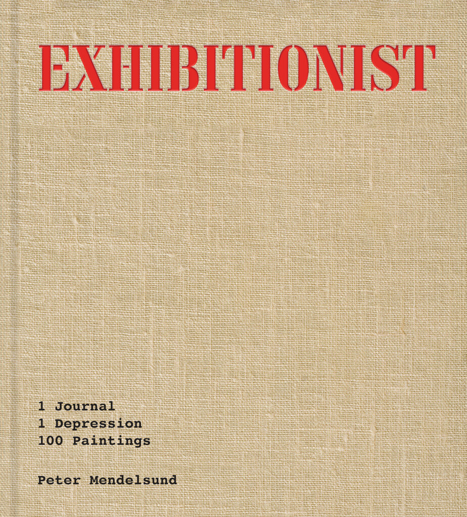 cover of Exhibitionist by Peter Mendelsund; lokos like a case file, with fibery cover and red block letters