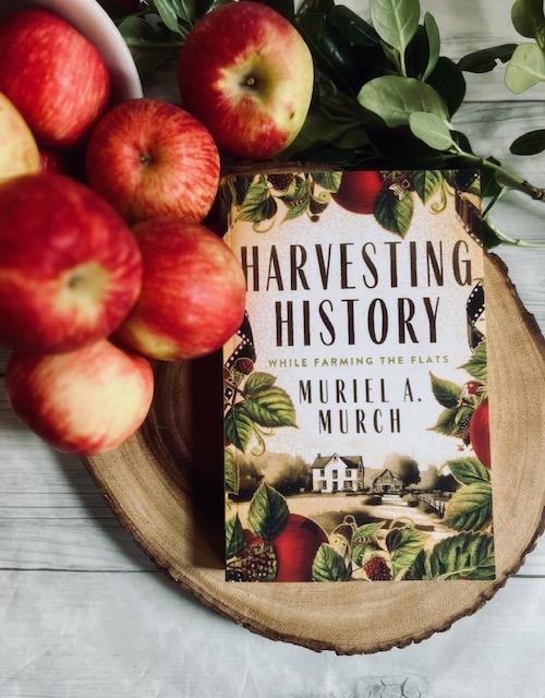 image of harvesting history by Muriel A Murch on cutting board with apples