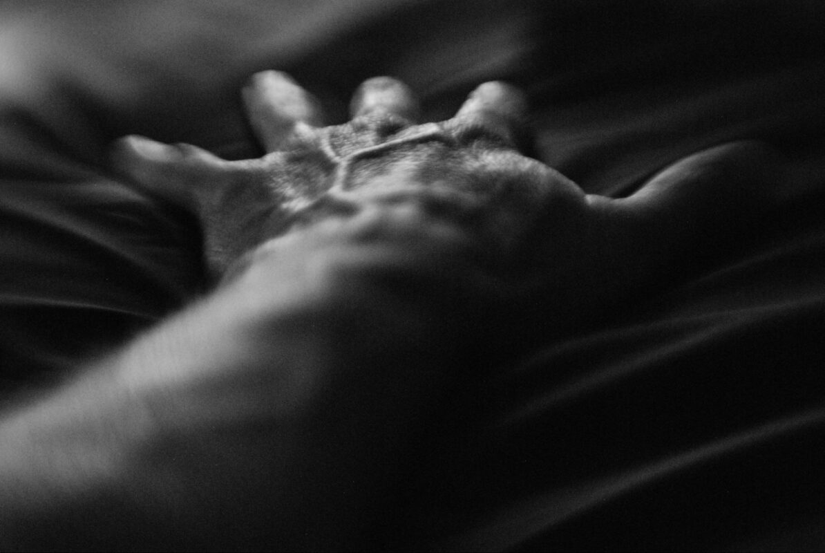 close-up of a hand, showing the vein and other details