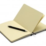open moleskine with blank unlined pages