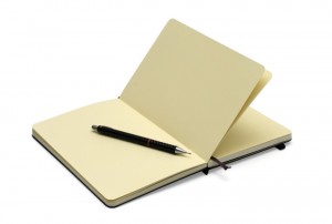 open moleskine with blank unlined pages