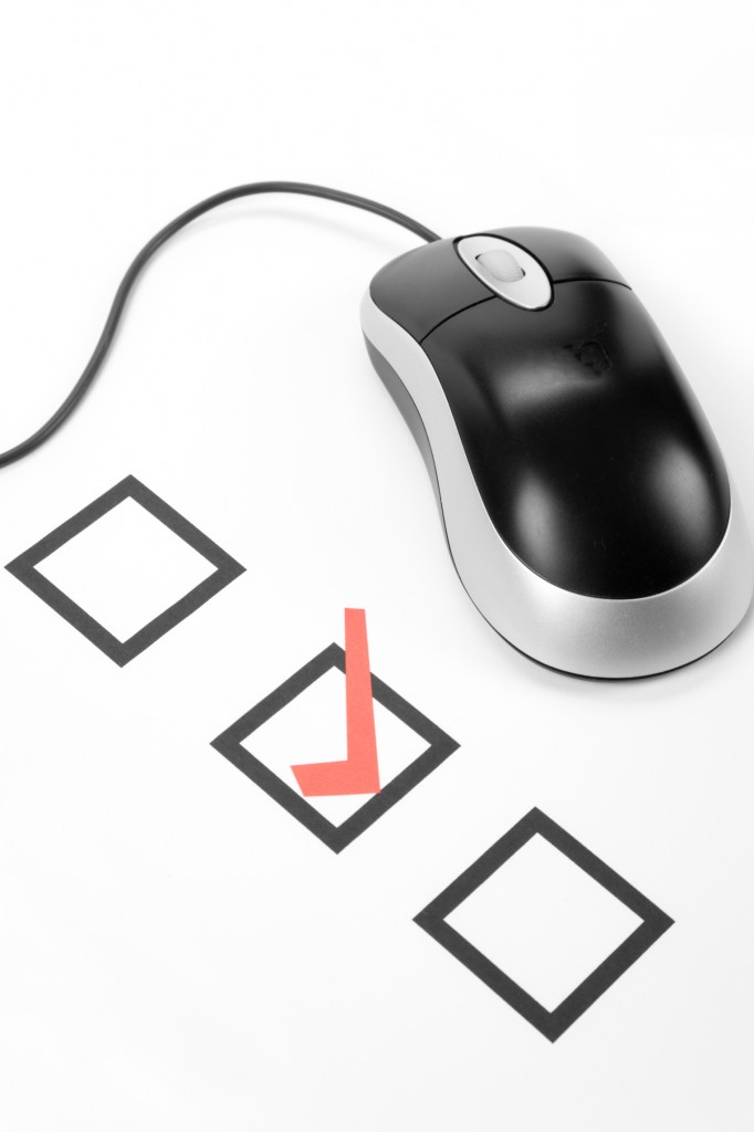Computer mouse with survey checkboxes