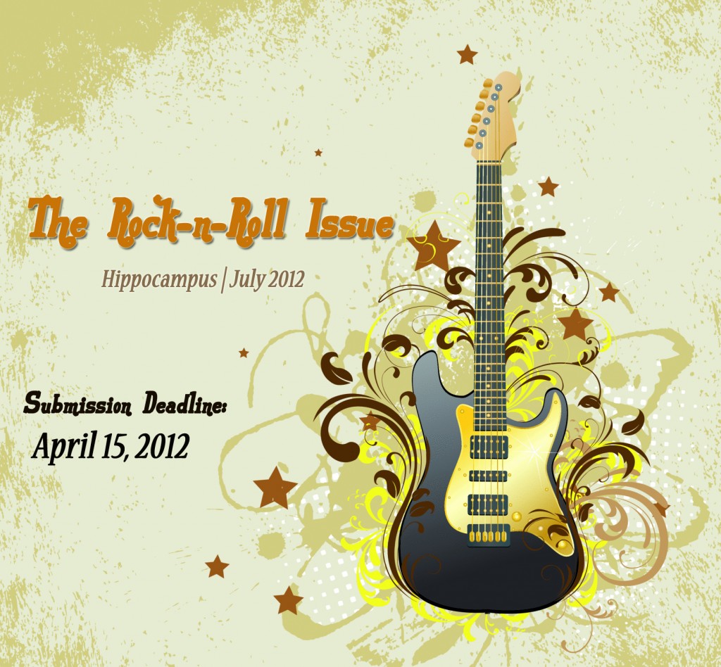 Rock n roll issue graphic guitar with stars and swirls coming out