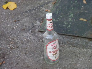 Vodka bottle in street