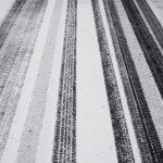 tire tracks in the fresh snow