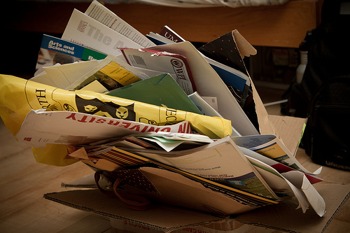 pile full of crumpled college brochures