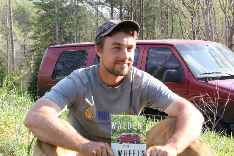 Ken Ilgunas with his book and Walden