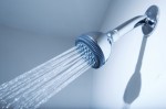 shower head on spraying stream of water
