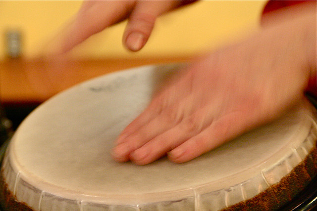 Close up of man's hands on a drum
