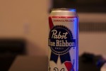 pabst tall boy can on a bar
