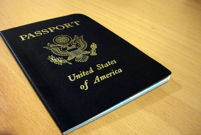 Us passport on desk