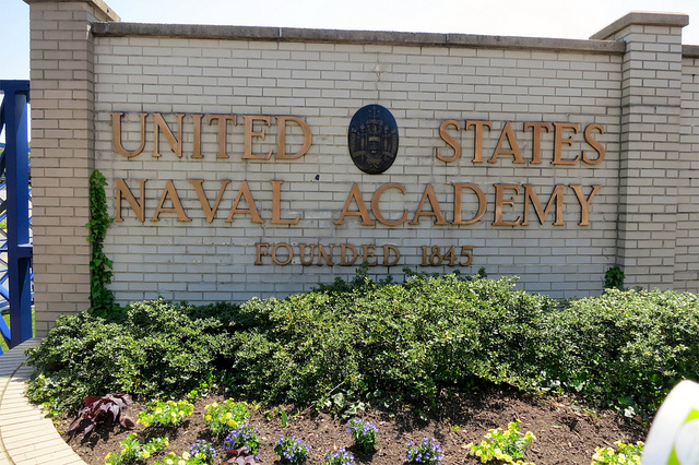 Entrance to united states naval academy brick sign