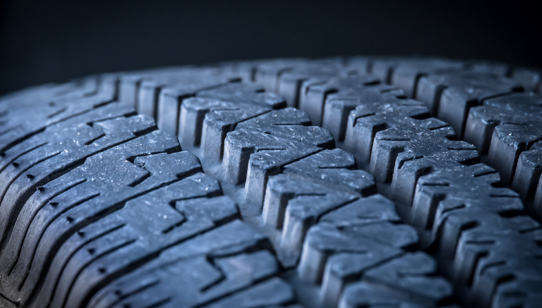 close up of car tire tread
