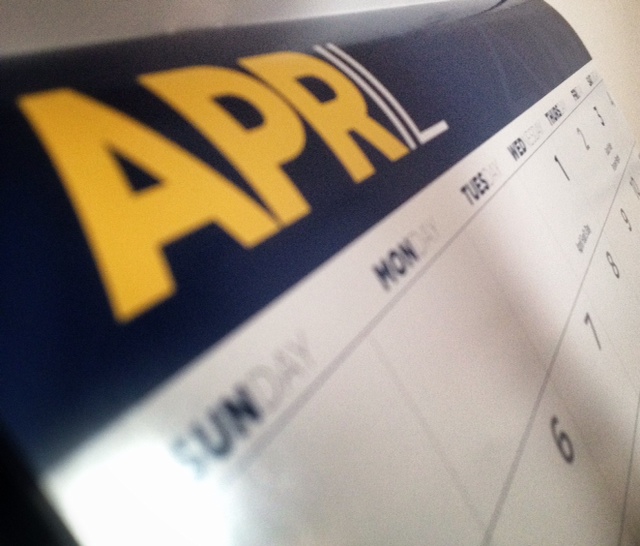 close up of april calender