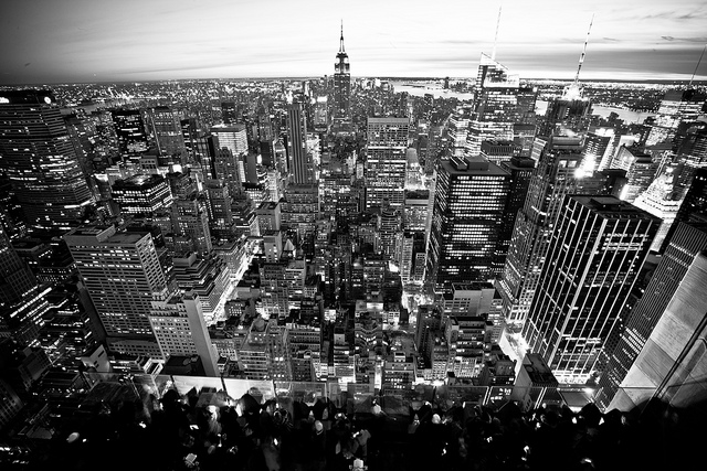 skyline of new york city - black and white photo to capture spirit of story