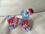 red white and blue plastic bead keychain small animal