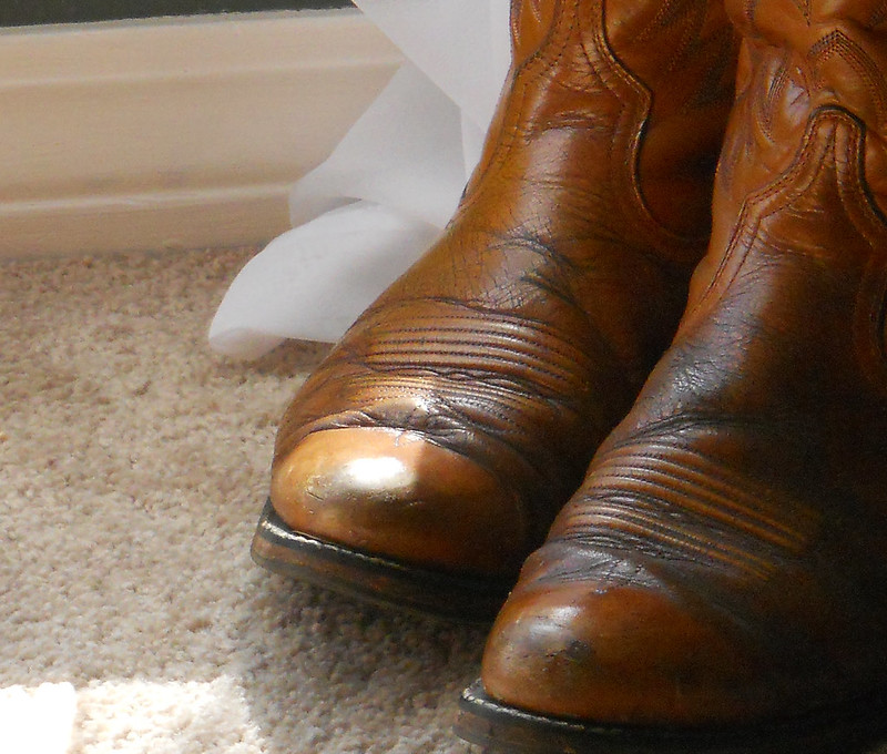 Pair of worn in cowboy boots