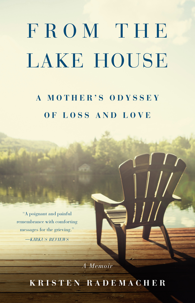 Cover of from the lake house a chair on a deck overlooking a lake and tree line
