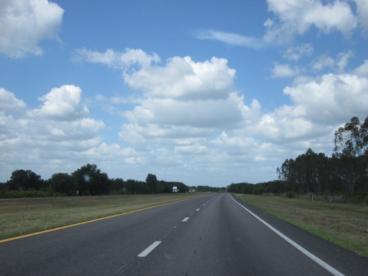straight road, blue sky
