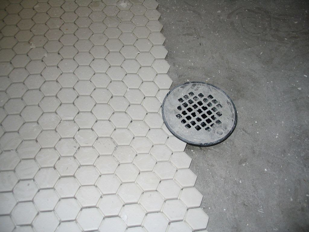 Drain on tiled floor