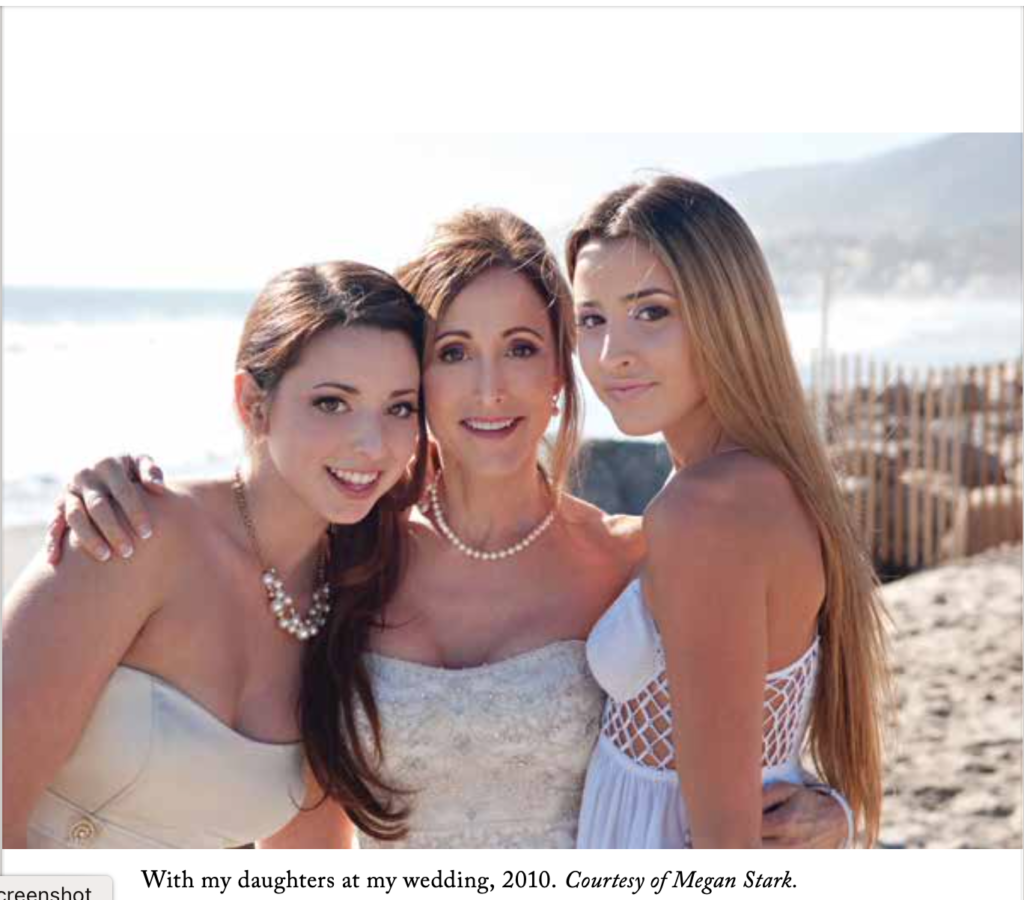 Leslie lehr in wedding gown with two young adult daughters