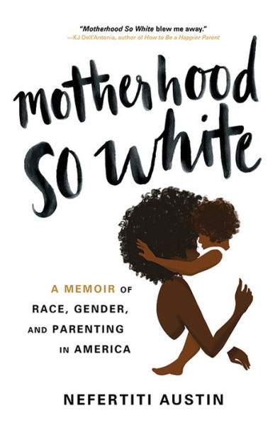 Book cover motherhood so white Shows a black mother and child on a white background