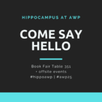 promo graphic that says Hippocampus at AWP, come say hello at booth 351