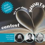 short shorts flash cnf contest finalist graphic with headshots of Tracie Adams, Noah Browne, and Joe Kapitan