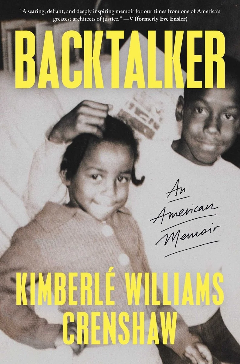 cover of Backtalker: An American Memoir by Kimberlé Williams Crenshaw; parent and two kids, including the author as a child